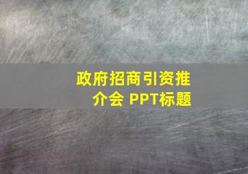 政府招商引资推介会 PPT标题